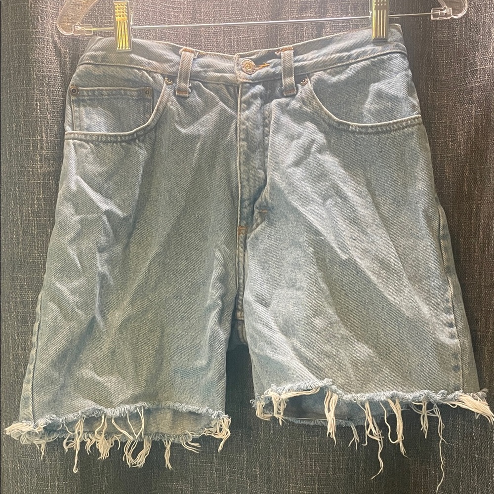 Arizona Jean Company Light Blue Frayed Jean Shorts